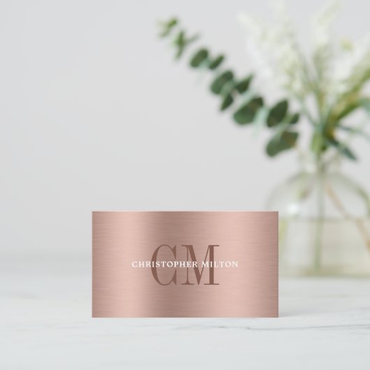  Minimal Professional Brushed Metal Blush Qr Code 名刺 (スタンド正面)