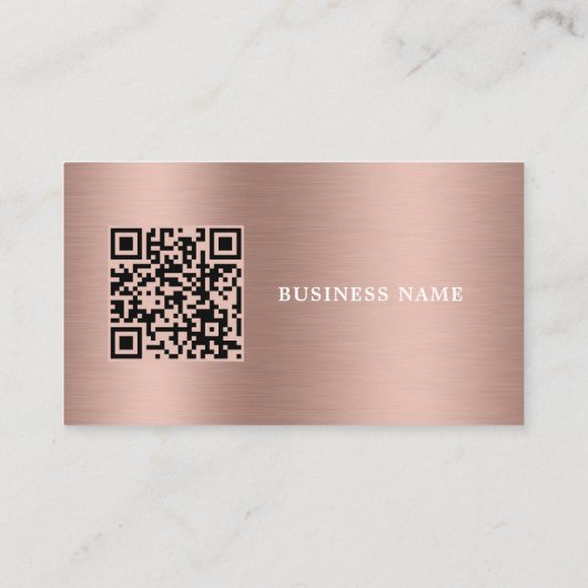  Minimal Professional Brushed Metal Blush Qr Code 名刺 (裏面)