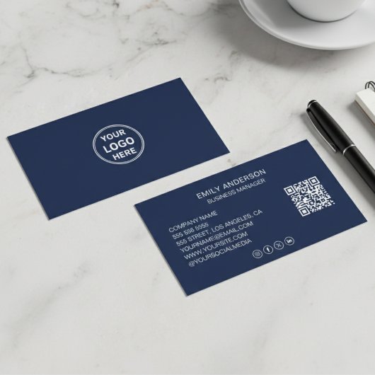 Minimal Professional Custom Logo QR Social Media 名刺
