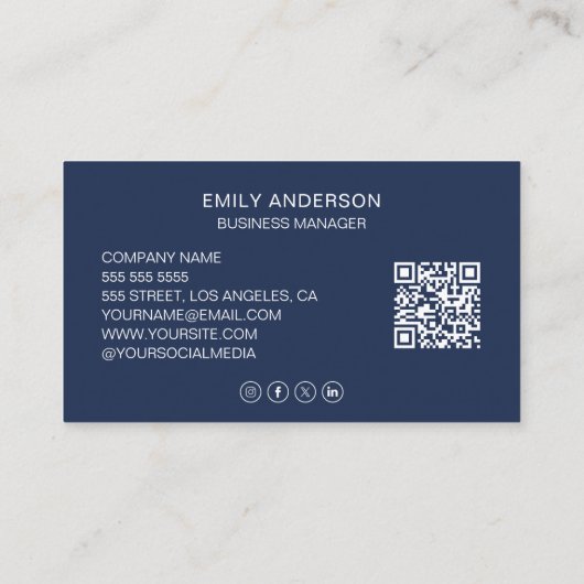 Minimal Professional Custom Logo QR Social Media 名刺 (裏面)