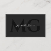 Minimal Professional Initials Black Networking  名刺 (正面)