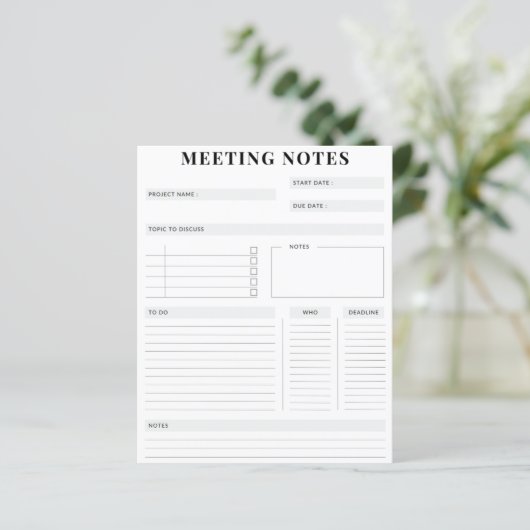 Minimal Professional Meeting Notes Planner (スタンド正面)