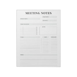 Minimal Professional Meeting Notes Planner ノートパッド