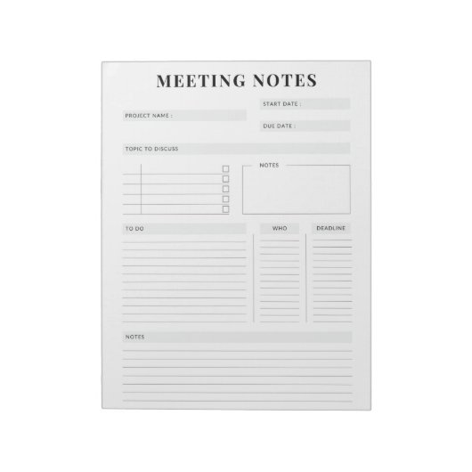 Minimal Professional Meeting Notes Planner ノートパッド (回転)