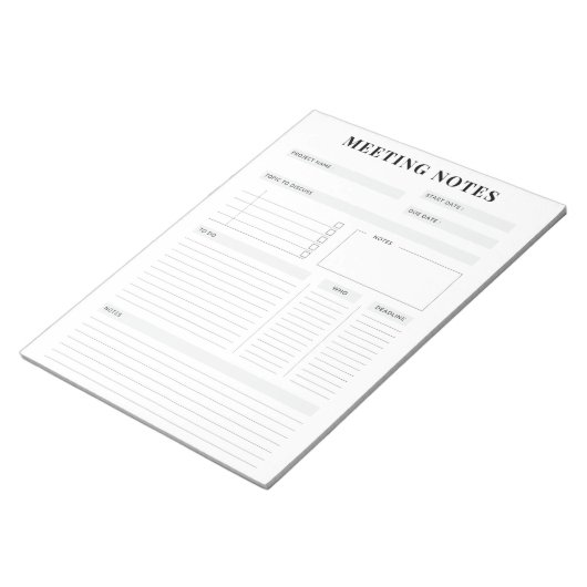 Minimal Professional Meeting Notes Planner ノートパッド (アングル)