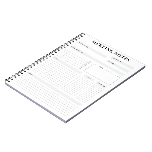 Minimal Professional Meeting Notes Planner ノートブック (左側)