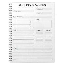Minimal Professional Meeting Notes Planner ノートブック