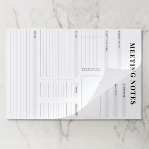 Minimal Professional Meeting Notes Planner ペーパーパッド
