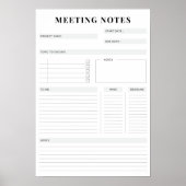 Minimal Professional Meeting Notes Planner ポスター (正面)