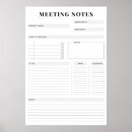 Minimal Professional Meeting Notes Planner ポスター