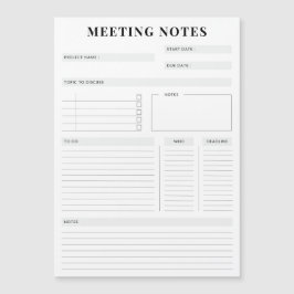 Minimal Professional Meeting Notes Planner マグネット招待状