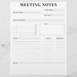 Minimal Professional Meeting Notes Planner レターヘッド