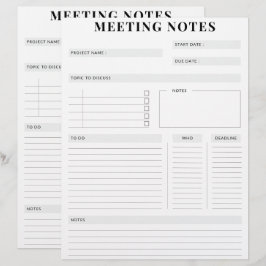 Minimal Professional Meeting Notes Planner レターヘッド