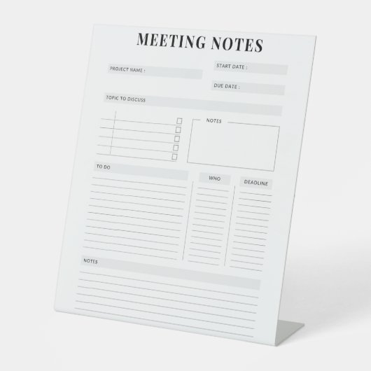 Minimal Professional Meeting Notes Planner 台座サイン (正面)