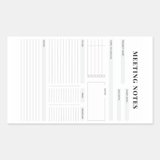 Minimal Professional Meeting Notes Planner 長方形シール (正面)
