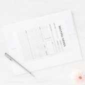 Minimal Professional Meeting Notes Planner 長方形シール (封筒)