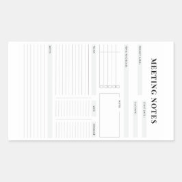 Minimal Professional Meeting Notes Planner 長方形シール