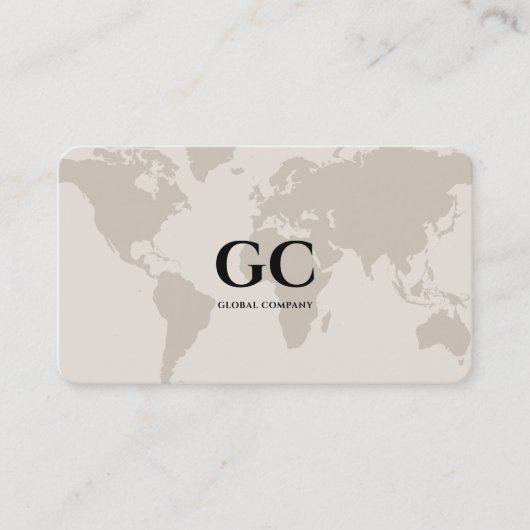 Minimal Professional Networking World Map Sand 名刺 (正面)