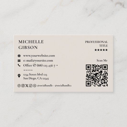 Minimal Professional Sand Networking Lotus 名刺 (裏面)