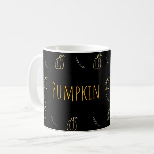 Minimal Pumpkin Line Art Mug コーヒーマグカップ (正面左)