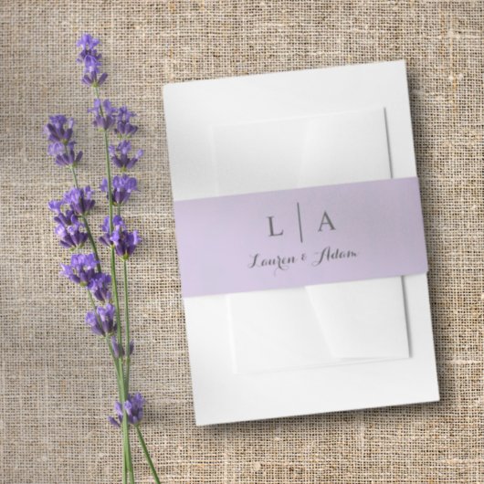 Minimal Purple Couples Names Wedding 招待状ベリーバンド