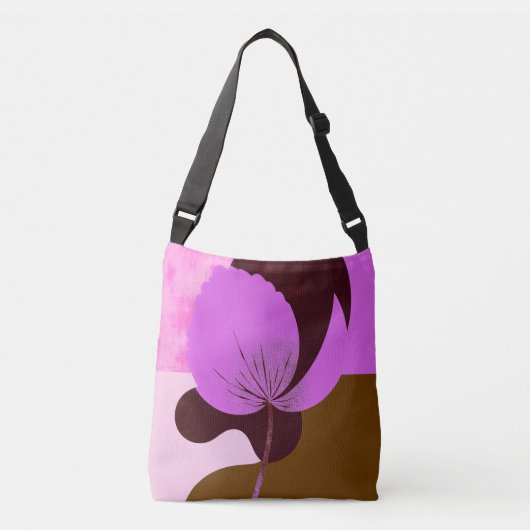 Minimal Purple Flower Tote Bag – Modern Floral Des クロスボディバッグ (正面)