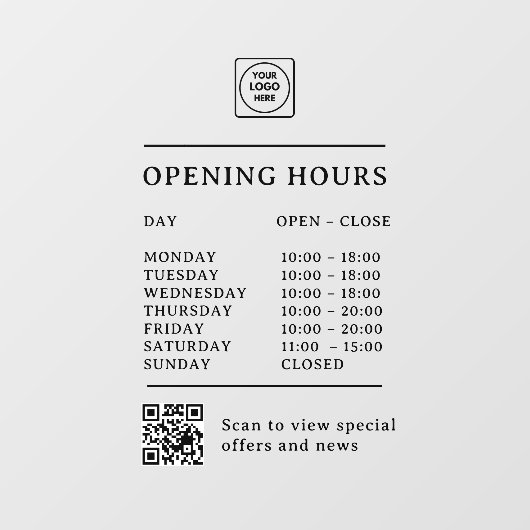 Minimal QR Code Business Logos door sign ウィンドウサイン (シート)