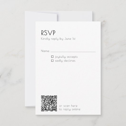 Minimal QR Code Mailing Wedding Details Modern  出欠カード (正面)