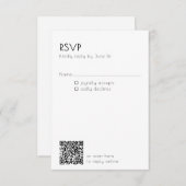 Minimal QR Code Mailing Wedding Details Modern  出欠カード (正面/裏面)
