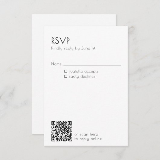 Minimal QR Code Mailing Wedding Details Modern  出欠カード (正面/裏面)