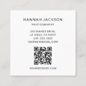 Minimal QR Code Vintage Photographer スクエア名刺 (裏面)