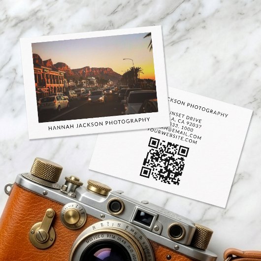Minimal QR Code Vintage Photographer 名刺