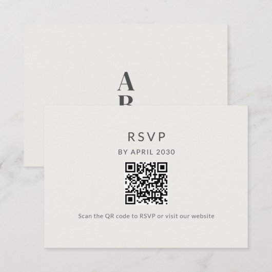 Minimal QR RSVP Wedding Card (正面/裏面)