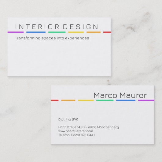 Minimal Rainbow Business Card with Pride Colors 名刺 (正面/裏面)
