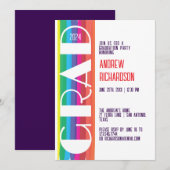 Minimal Rainbow Class of Year Graduation  案内状 (正面/裏面)