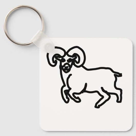 Minimal Ram Zodiac Keychain – Crisp Aries Outline キーホルダー (正面)