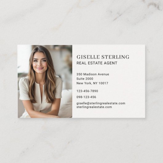 Minimal Real Estate Agent Burgundy House Photo 名刺 (裏面)