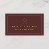 Minimal Real Estate Agent Burgundy House Photo 名刺 (正面)