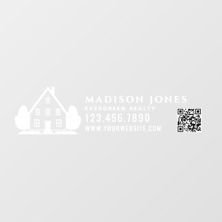 Minimal Real Estate Agent Rustic House Car QR Code ウィンドウサイン