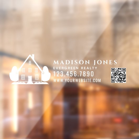 Minimal Real Estate Agent Rustic House Car QR Code ウィンドウサイン (シート2)