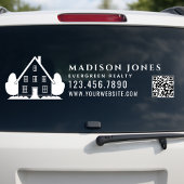 Minimal Real Estate Agent Rustic House Car QR Code ウィンドウサイン