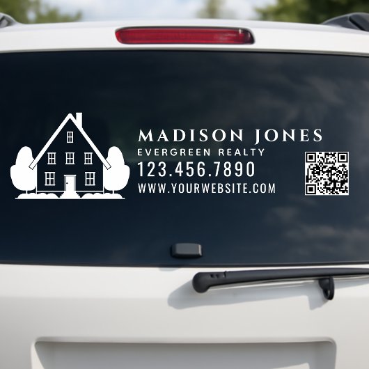 Minimal Real Estate Agent Rustic House Car QR Code ウィンドウサイン