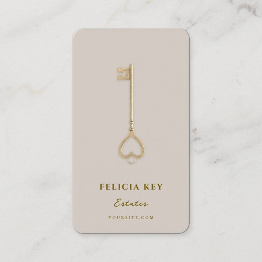 Minimal Realtor Key Initials Sand Mortgage 名刺 (正面)