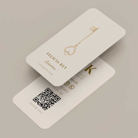 Minimal Realtor Key Initials Sand Mortgage 名刺