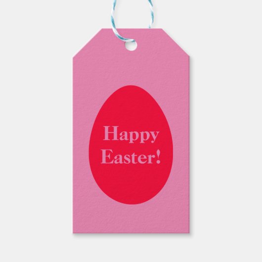 Minimal red and pink egg Easter ギフトタグ (正面)