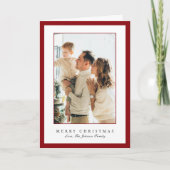 Minimal Red Border Photo Elegant Christmas シーズンカード (正面)