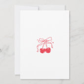 Minimal Red Bow Cherry Fruit 1st Birthday Party 招待状 (裏面)