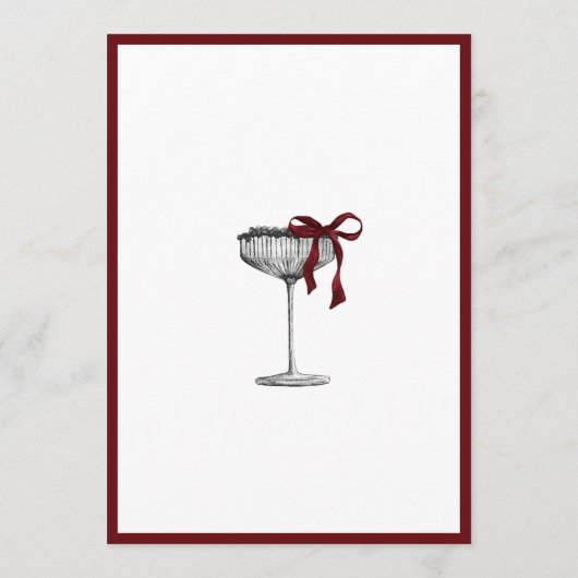 Minimal Red & Burgundy Bow Birthday Invitation 招待状 (裏面)
