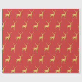 Minimal red Christmas xmas gold moose pattern ラッピングペーパー (フラット)