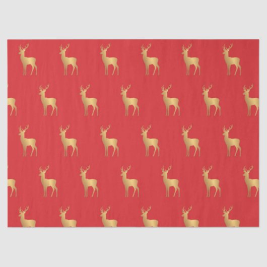 Minimal red Christmas xmas gold moose pattern 薄葉紙 (正面)